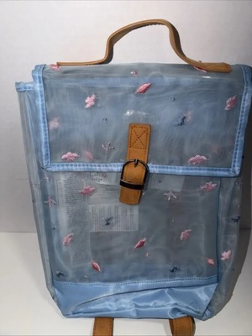 Disney Store Frozen 2 swim bag featuring a sheer mesh design and pink embroidery